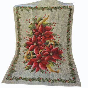 Decorative Winter Holiday Christmas Poinsettia Yard / Garden Flag 39" x 28" EUC